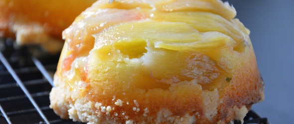 Rhubarb Thyme Cakette with Lemon Zest Crumble